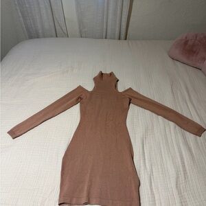 Marciano Tan Cut-Out Shoulder Mini Dress